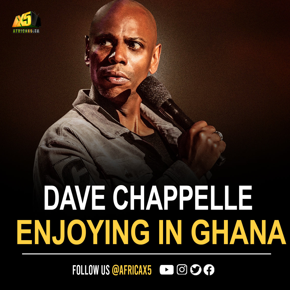 American Comedian and Actor Dave Chappelle happy enjoying his time in Ghana.